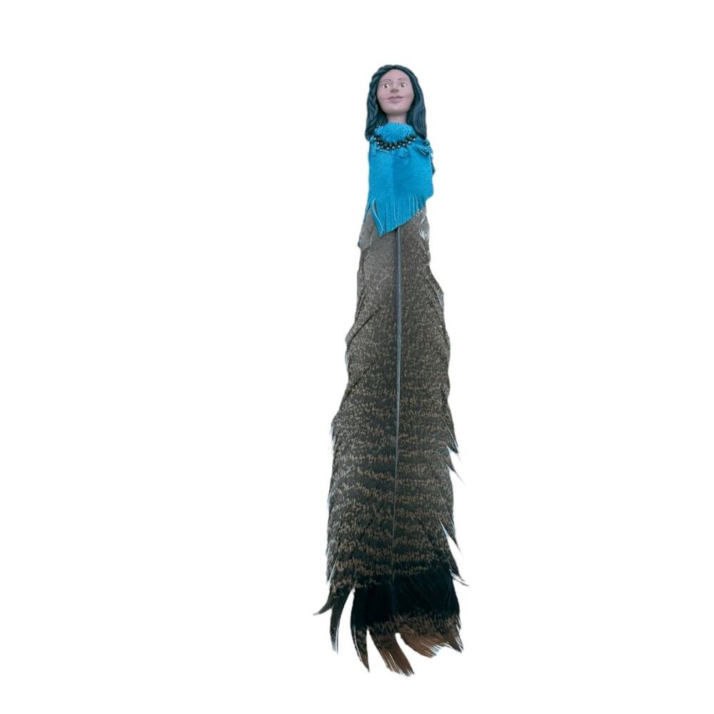 Southwestern Feather Wall Art Hanging Sculpture 15”- Girl 1 Feather Signed